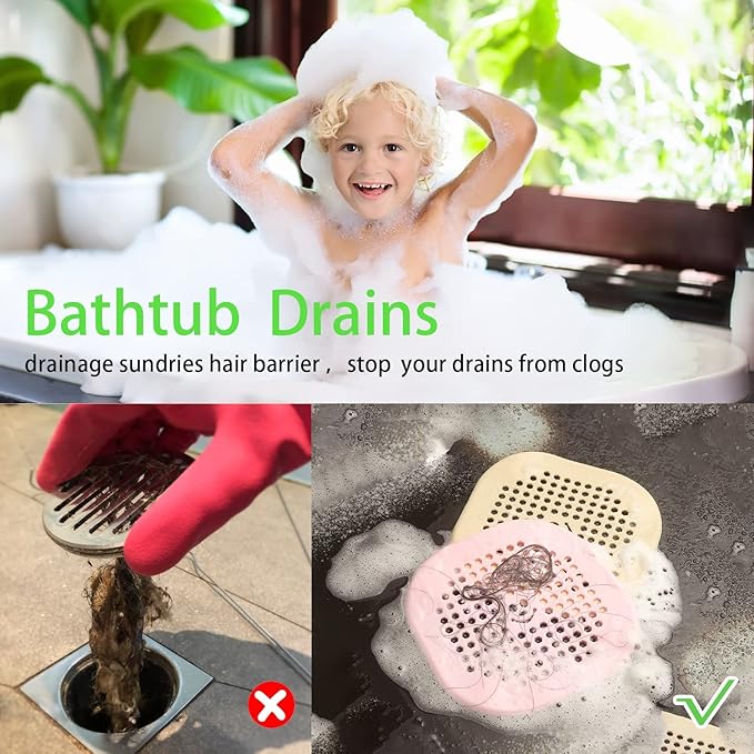 2 Pack Drain Hair Catcher Silicone Drain Protector Hair Stopper for Shower Kitchen Bathroom Cyan