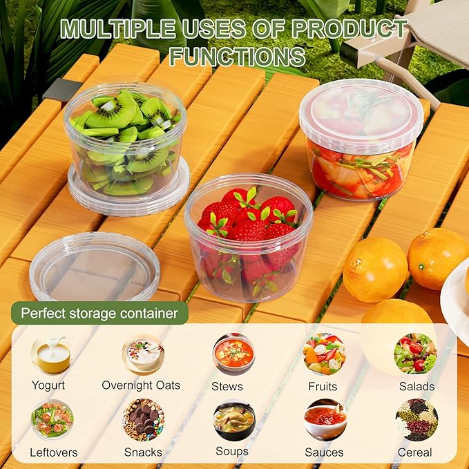 12 Pack-17oz Reusable Freezer Storage Containers, [STURDIER and MORE DURABLE] Airtight Plastic Food Storage Containers with Twist Top Lids, |BPA Free| Stackable | Leakproof| Microwave/Dishwasher Safe