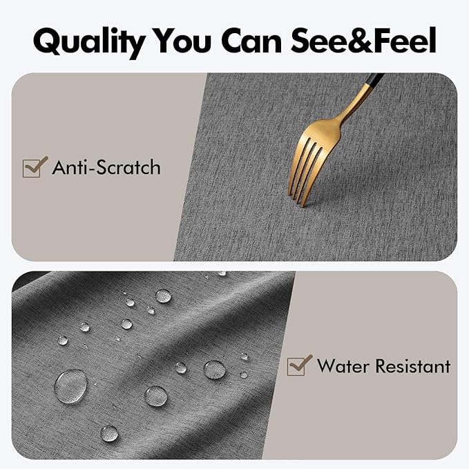 MIULEE Grey Rectangle Linen Polyester Tablecloth with Decorative Cutouts Spring Waterproof Stain Resistant & Shrink-Proof Table Cloth 60x84 inch Farmhouse Style for Dining Wedding and Outdoor
