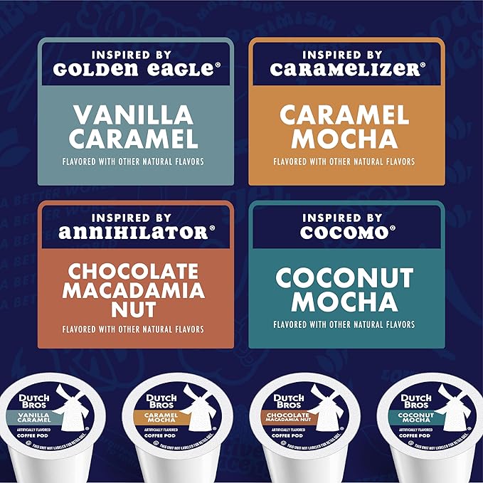 Dutch Bros® Flavored Coffee Variety Pack, 60 Count, Medium Roast, Single Serve Coffee Pods for Keurig K-Cup Brewers