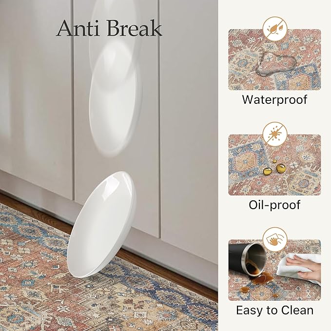 GENIMO Kitchen Mats for Floor, Kitchen Rugs Non Slip Washable, Waterproof Anti Fatigue Mat, Comfort Standing Runner Rug for Sink, Office, Laundry, Home, 23.6"x71", RetroBrick