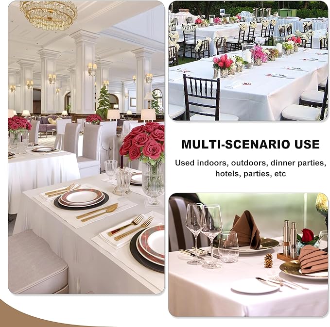 Fitable White Table Clothes for Rectangle Tables, 6 Pack - 90 x 132 Inch - Reusable and Elegant Tablecloths, Polyester Fabric Table Covers for Wedding, Party, Banquet, Formal Events