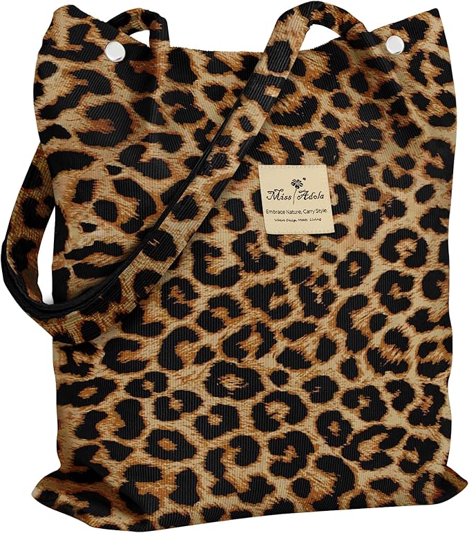 Miss Adola Corduroy Tote Bag for Women - Reusable Totes with Magnetic Buckle & Pocket Aesthetic Design Work Grocery Bags