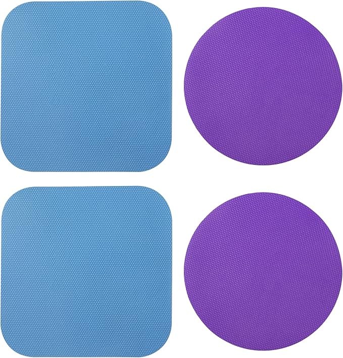 LUTER 4pcs Jar Opener, Rubber, Multi-function Silicone Bottle Opener for Seniors with Weak Hands Lid Cap Gripper Pads Kitchen Coasters Gadgets(Blue, Purple)