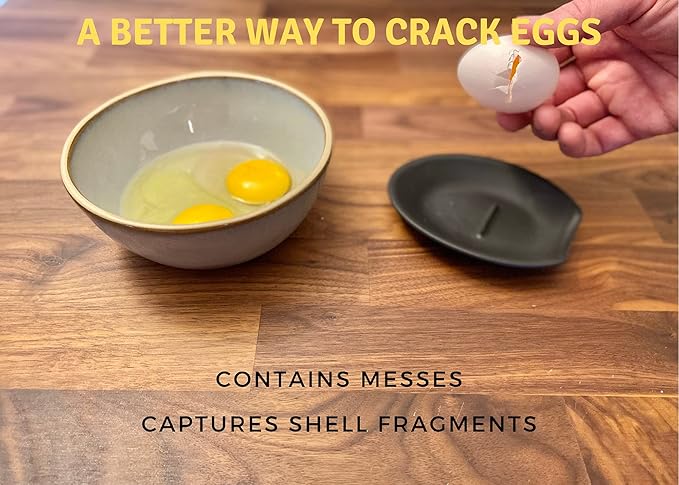 THE ORIGINAL Crack'em Egg Cracker & Spoon Rest (Red 3-Pack) - Perfectly Cracks Eggs & Contains Messes - Easy to Use & Clean - Great for Kids - Prevents Broken Yolks
