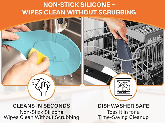 Silicone Spoon Rest for Stove Top – 1 Piece – HEAT RESISTANT DISHWASHER SAFE Kitchen Utensil Holder for LARGE Utensils - Won’t Break - Non-Slip - Ideal for Glass & Induction Cooktops - for Home Cooks