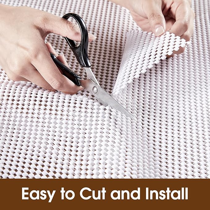 Shelf Liner for Kitchen Cabinet, Drawer Liners Non Slip Non Adhesive Thick Mat, Breathable Dresser Pantry Bathroom Protector, White, 24" x 120"