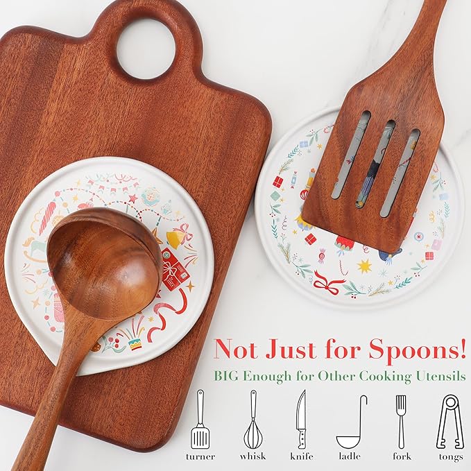 Christmas Spoon Rest for Stove Top - Ceramic Spoon Holder for Kitchen Counter - Colorful Holiday Spoon Rest Utensil Rest - Merry Christmas Gifts Kitchen Counter Decor (Nutcracker Spoon Rest)