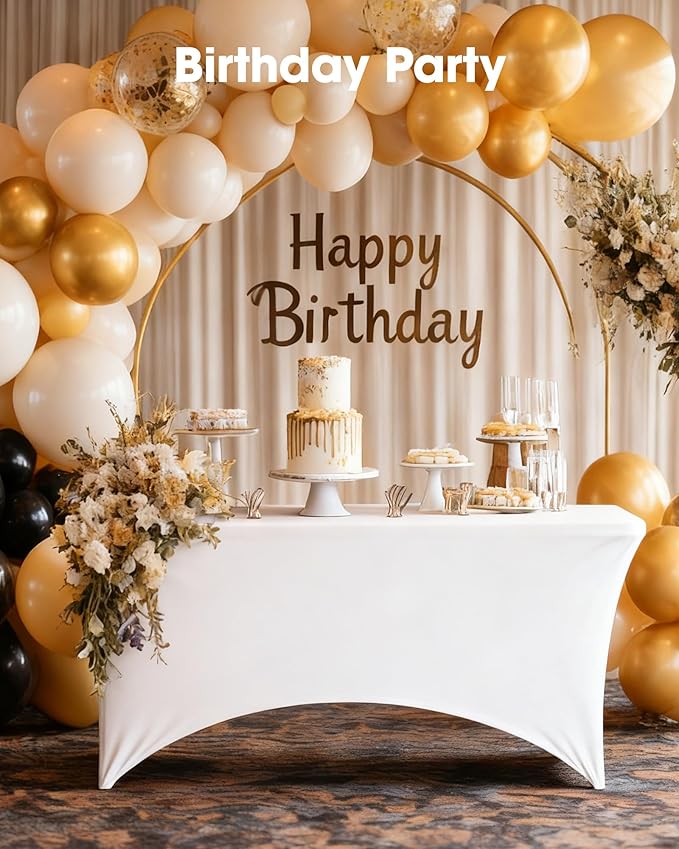 Pureegg Spandex Tablecloth 6ft - 10 Pack, Fitted and Tight Cloth for Rectangle Table, Wrinkle-Free and Stretch Table Cover for Party, Wedding, Banquet and Birthday, White
