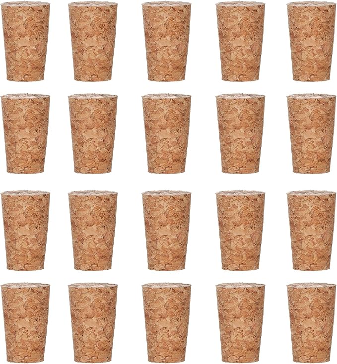 25 Pack Natural Soft Wood Corks, Tapered Cork Wooden Beer Bottle Stopper for Wine Making Craft, Leakproof,DIY Crafts