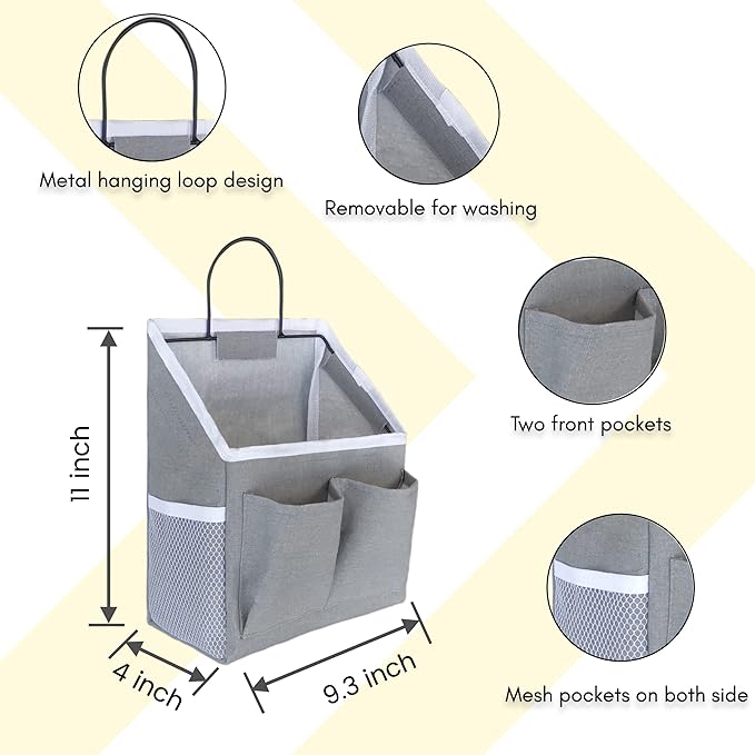 1pcs Wall Hanging Storage Bag, Wall Hanging Baskets for Organizing as Over the Door Organizer, Wall File Organizer, Rv Storage and Organization. For Bedroom, Office, Camper (Gray-Upgraded)