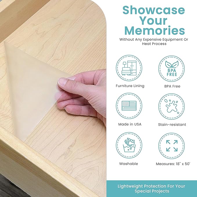 Con-Tact Brand Creative Clear Covering, Versatile and Self-Adhesive Shelf Liner, Ideal Privacy Film, Protective Clear Vinyl, 18'' x 50', Glossy