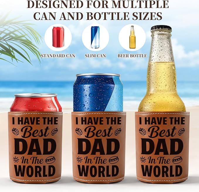 Fathers Day Gift for Dad- Keeps Cold 12Oz Can Cooler Insulated No Wet Hands, Dad Birthday Gifts from Daughter Son with Gift Box for Father's Day Retirement, Cauife Slim Can Koozie for Beer Soda