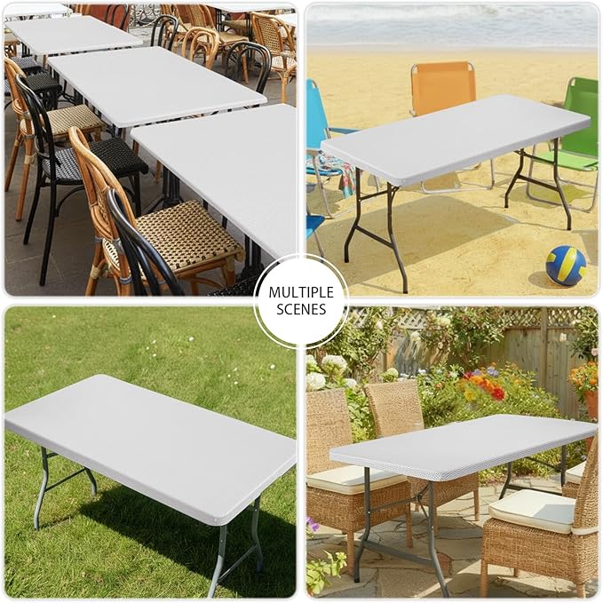 Smiry Spandex Fitted Tablecloth for 5 Foot Rectangle Tables, Washable Picnic Table Cover with Elastic, Stretch Reusable Table Cloth for Outdoor, Camping, Dining & Kitchen (Woven, 30"x60")