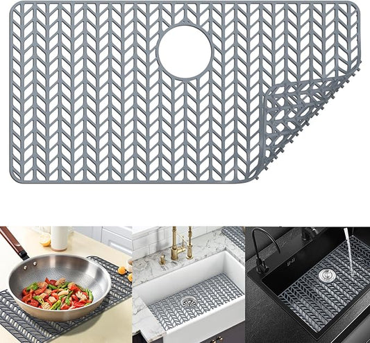 Sink Protectors for Kitchen Sink 12" 13" 16" 18" 19" 24" 26" 28" 29" 30" Silicone Kitchen Sink mats Protector for Bottom of Farmhouse Sink(29.7"x15.5" Rear)