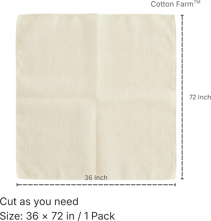 Cotton Farm Grade 100 XL Cheese Cloth for Straining & Cooking; 18 Sq. Ft. (2x1 yards); 100% Unbleached Cotton Cheesecloth; Reusable with Finished 2 Edges; Ultra-Dense (the finest) Butter Muslin