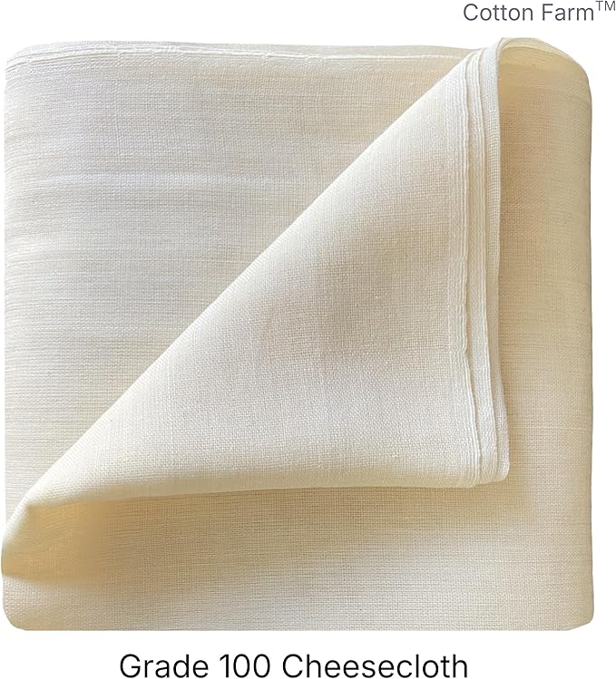 Cotton Farm Grade 100 XL Cheese Cloth for Straining & Cooking; 18 Sq. Ft. (2x1 yards); 100% Unbleached Cotton Cheesecloth; Reusable with Finished 2 Edges; Ultra-Dense (the finest) Butter Muslin
