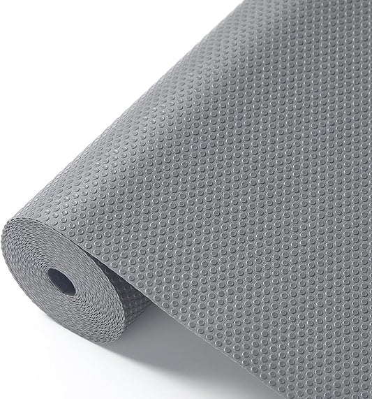 100% EVA Shelf Liner for Kitchen Cabinet, 24" x 360" Drawer Liners Non Adhesive Non Slip Waterproof Plastic Paper, Dresser Pantry Bathroom Refrigerator Protector, Grey