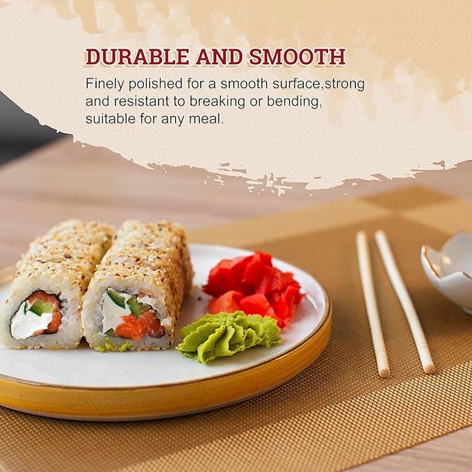 52USA Disposable Bamboo Chopsticks (1000 Sets), Wooden Japanese Chopstick Bulk, 9'' Long Chopsticks Disposable, Individually Wrapped Chinese Chopstick