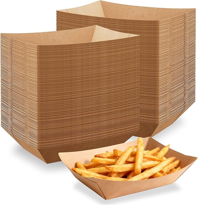 250 Pack 2lb Paper Food Boats - Heavy-Duty Food Trays Disposable,Paper Food Trays for Hot Dog,Nacho,Fries,Onion Rings,Ice Cream or Other Snacks