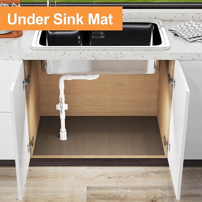 FLPMIX Large Cabinet Shelf Liner: 22" W x 300" L Waterproof Kitchen Under Sink Mat - Translucent Grey Non-Adhesive Clear Bathroom Cupboard Drawer Liner