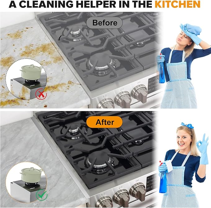 Stove Gap Covers - 304 Stainless Steel Oven Side Gap Filler, 2 Pack Stove Gap Filler Retractable Length 13.8" to 27.5", Spring Clip Design Fitting Gap Strong Guard Between Stove Top & Counter - Silver