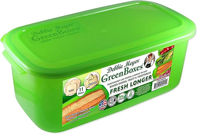 Debbie Meyer GreenBoxes – BreadBox keeps Baked Goods, Snacks, Fruits, and Vegetables Fresh Longer, Reusable, BPA Free, Made in USA