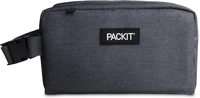 PackIt Freezable Small Insulated Snack Box, City Charcoal, with EcoFreeze Technology (Built-in Ice Pack), Mini Cooler or Small Lunch Bag, For Fresh Snacks On the Go, for Work, Gym, or Travel