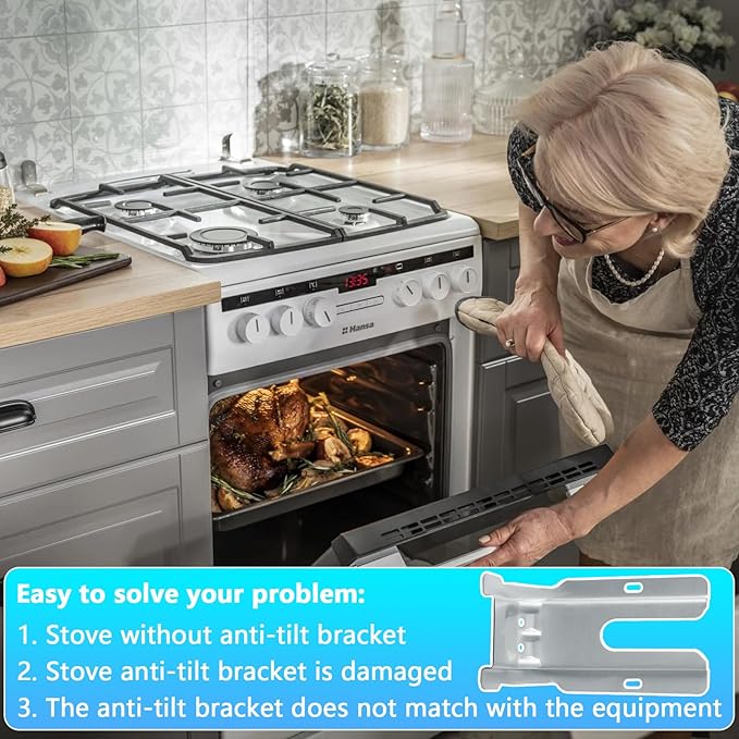 Earthtec 316112005 Anti Tip Bracket Kit Compatible with Frigidaire Stove Range Oven Floor or Wall Mount Anti Tip Bracket Universal 316112004 ,316112003 ,316107200, 316541700, PS3655242,5303935180