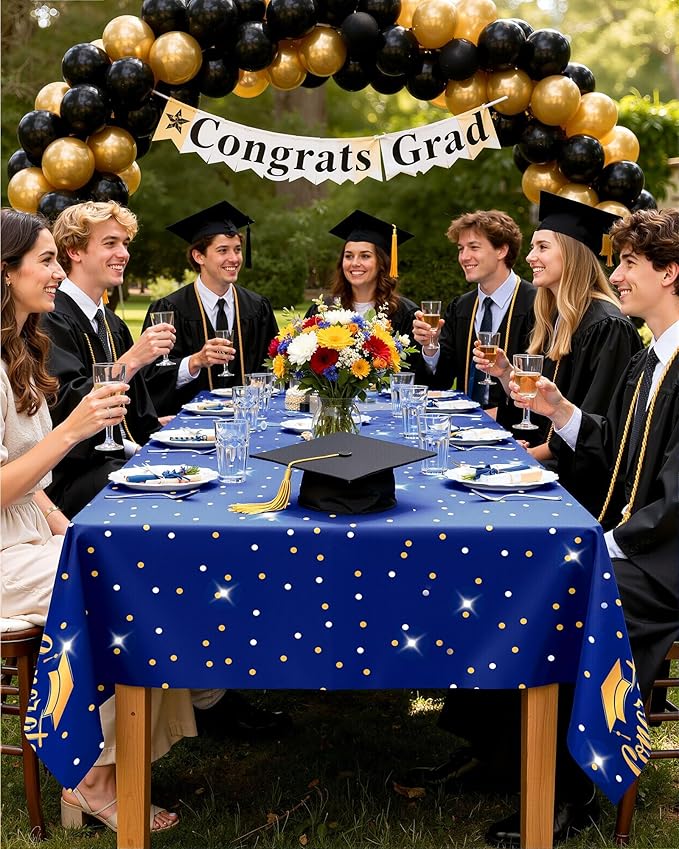 Pureegg Graduation Decorations 2026, 3 Pack Gongrats Grad Table Cloth for Graduation Party Supplies, Class of 2026 Decorations, 54x108 Inch, Graduation Blue