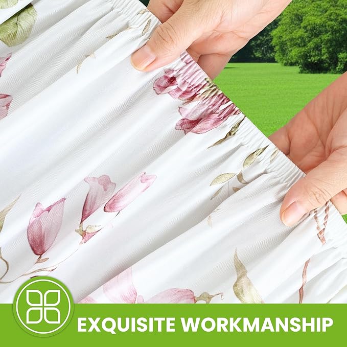 Smiry Spandex Fitted Tablecloth for 6 Foot Rectangle Tables, Washable Picnic Table Cover with Elastic, Stretch Reusable Table Cloth for Outdoor, Camping, Dining & Kitchen (Flowers, 30"x72")