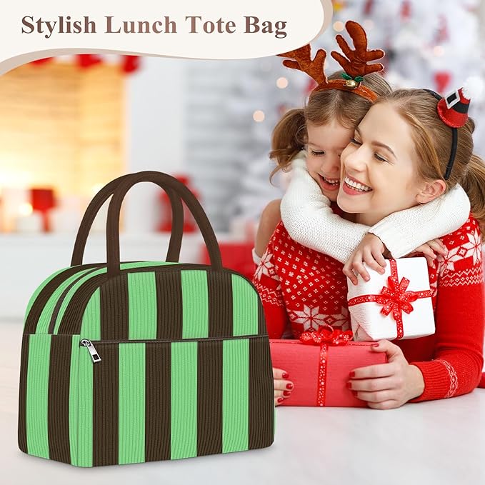 KUBYA Lunch Bag Lunch Box for Women, Cute Corduroy Insulated Reusable Work Leakproof Simple Adults Large Lunch Boxes Tote Bag Men Cooler Bag