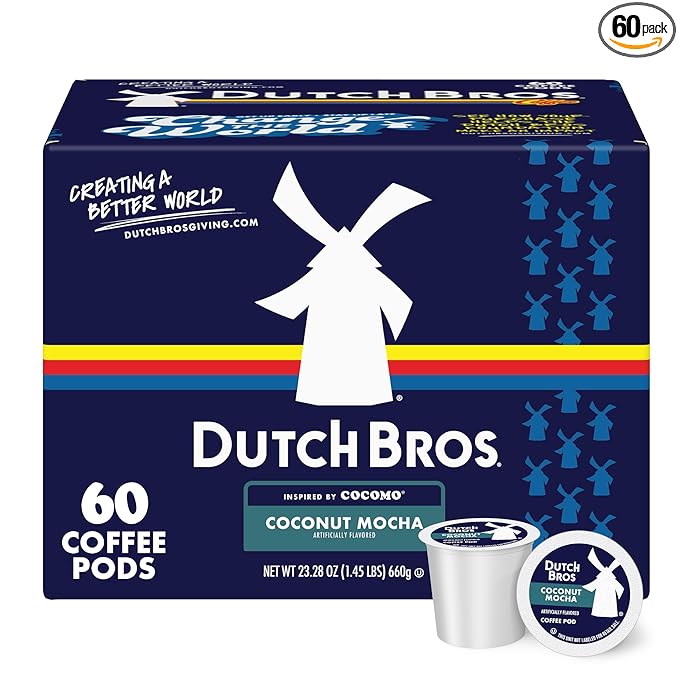 Dutch Bros Coconut Mocha Flavored Coffee inspired by Cocomo®, 60 Count, Medium Roast, Single Serve Coffee Pods for Keurig K-Cup Brewers