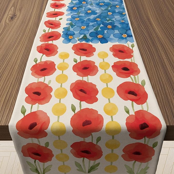 OHOME 250th Anniversary Decorations - Summer Table Runner for Easter Spring | Patriotic American Flag Table Decor for America Anniversary USA Merchandise 4th of July Decorations Home Indoor Outdoor