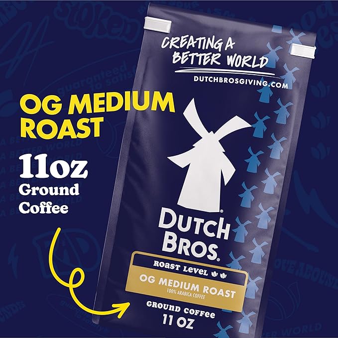 Dutch Bros® OG Medium Roast, Ground Coffee, Bagged 11oz (Pack of 2)