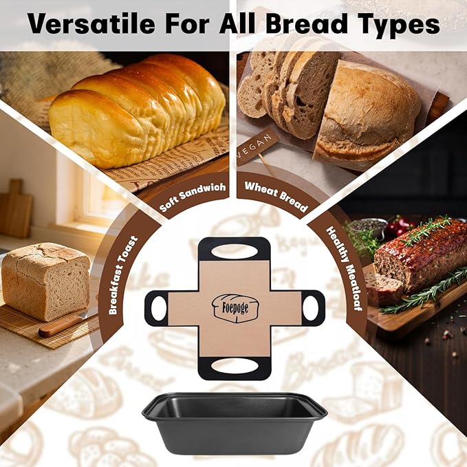 Loaf Pan with Liners Set: 2-Pack Nonstick 9 x 5 Inch Bread Pan and Loaf Liners for Homemade Oven Baking - Rectangular Baking Tray for Kitchen Home Baker Make Sourdough Banana Sandwich Bread(Black)