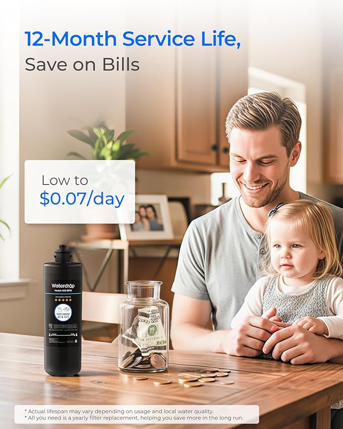 Waterdrop RF10 Water Filter Replacement for Waterdrop 10UA/10UB/10UB-B Under Sink Water Filter, Reduces PFAS, PFOA/PFOS, Lead, Chlorine, Bad Taste & Odor, NSF/ANSI 42 Certified, 1 Year, 2 Pack