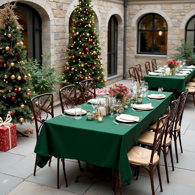 sancua Tablecloths for 6 Foot Rectangle Tables, 6 Pack - Washable Polyester Fabric Table Cloth for Chirstmas Party, Birthday, Banquet Reception, 54x108 Inch Hunter Green