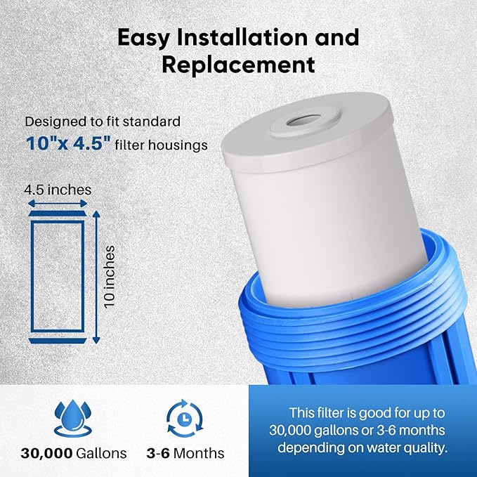 PUREPLUS 5 Micron 10" x 4.5" Whole House PP Sediment Resin Composite Water Softener Filter Cartridge for GE FXHTC,GXWH40L,GXWH35F,GNWH38S,Culligan RFC-BBSA,WRC25HD,Pentek RFC-BB,3Pack