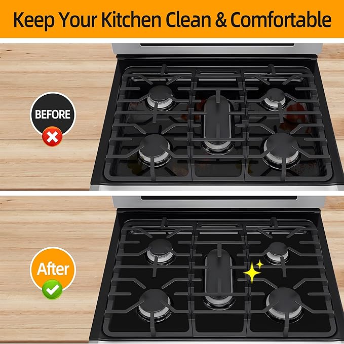 Reusable Stove Burner Top Cover for LG Gas Range, Model LGLDG4315 LRG4115 LRG4113 LDG4313, Non-Stick Washable Stove Top Cover Mat Protector, Gap Filler for Range Side Guard