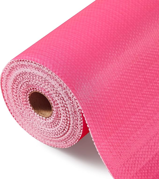 Drawer and Shelf Liner, Non-Slip Kitchen Cabinet Liners Non-Adhesive Thick Strong Grip Waterproof Washable Mats Protect Dresser Shelves Cupboard Bathroom Cabinets, Fuchsia, 12 in X 10 FT