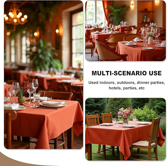 Fitable 6 Pack Rust 70?20 Inch Rectangle Tablecloth - Stain Resistant and Washable Table Cover, Polyester Fabric Table Cloth for Wedding, Party, Banquet, Formal Events