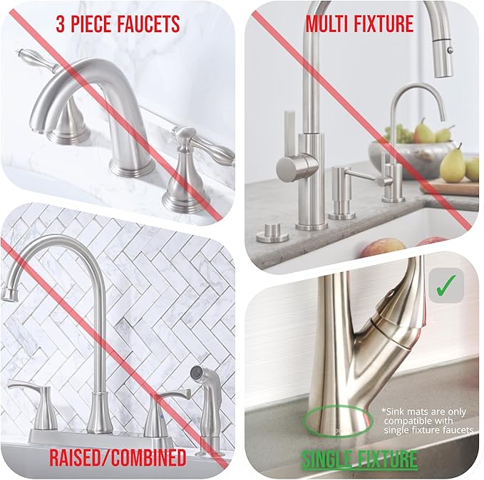 The Original Machine Washable Kitchen Sink Mat by Ternal, Absorbent Microfiber Fabric with Anti-Slip Silicone Backing, Splash Guard and Drip Catcher Around Faucet Handles. [2 Pack] (Black, Mini 9in)