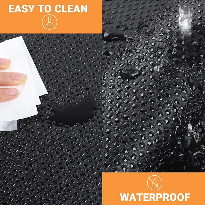 FLPMIX Cabinet Drawer Shelf Liner: Waterproof Non-Adhesive Kitchen Cabinets Liners - Easy to Cut EVA Bathroom Drawer Mat for Cupboard Pantry Shelves 12" W x 120" L Black