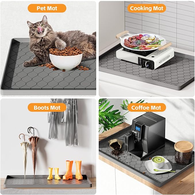 Silicone Under Sink Mat 25" x 22", kitchen Essentials and Gadgets, Shelf liner and Cabinet Protector, Home Organizers and Storage, Waterproof Bathroom Tray