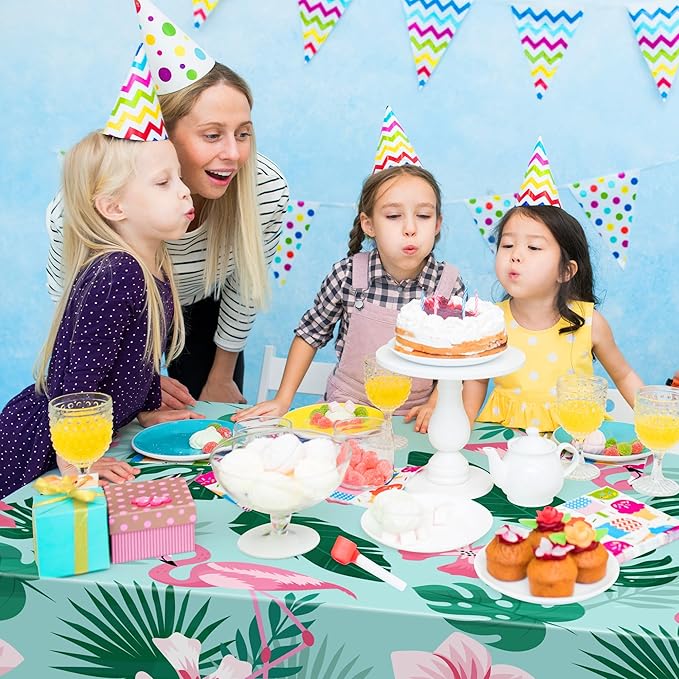 OHOME Luau Party Decorations - Plastic Tablecloth for Tropical Party Decorations | Hawaiian Themed Palm Leaves Summer Beach Favors Supplies,2 Pack