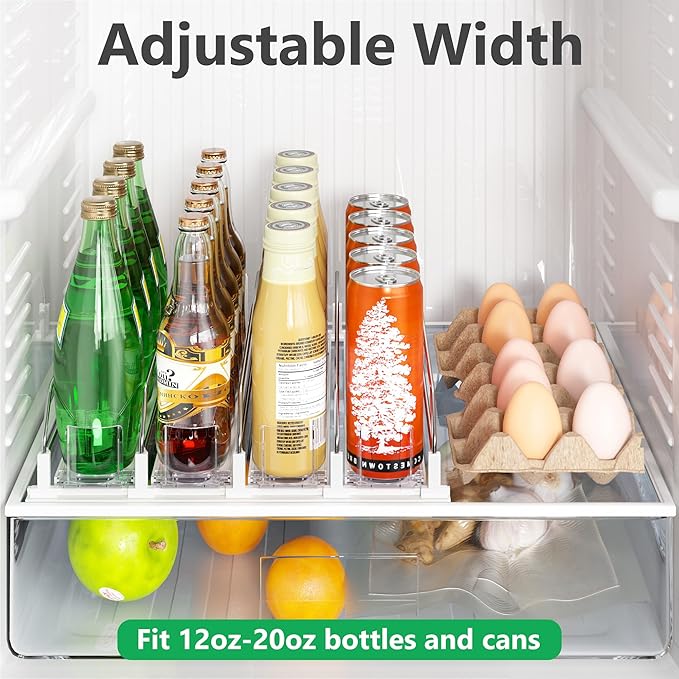 Drink Organizer for Fridge，Automatic Drink Dispenser for Fridge, 12-20oz Soda Can Dispenser for Refrigerator, Soda Can Organizer for Pantry Holds up to 30 Cans, 6 Row