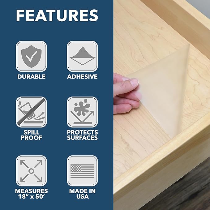 Con-Tact Brand Creative Clear Covering, Versatile and Self-Adhesive Shelf Liner, Ideal Privacy Film, Protective Clear Vinyl, 18'' x 16', Matte