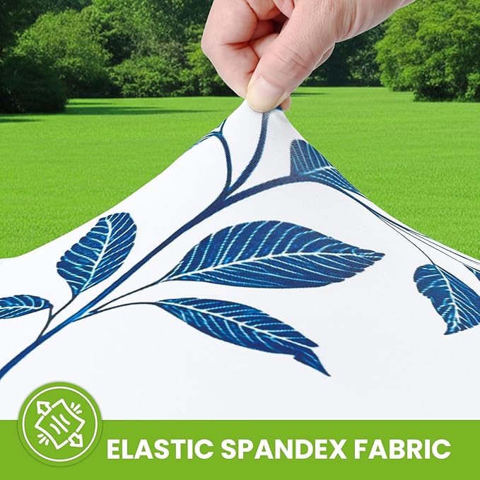 Smiry Spandex Fitted Tablecloth for 4 Foot Rectangle Tables, Washable Picnic Table Cover with Elastic, Stretch Reusable Table Cloth for Outdoor, Camping, Dining & Kitchen (Blue Flower, 30"x48")