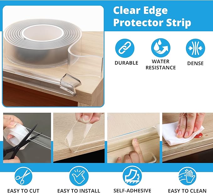 16ft Heavy Duty Desk Edge Protector & Corner Protectors - Baby Proofing Guards for Sharp Furniture Corners, Tables & Cabinets - Child Safety Essentials for Home & Nursery